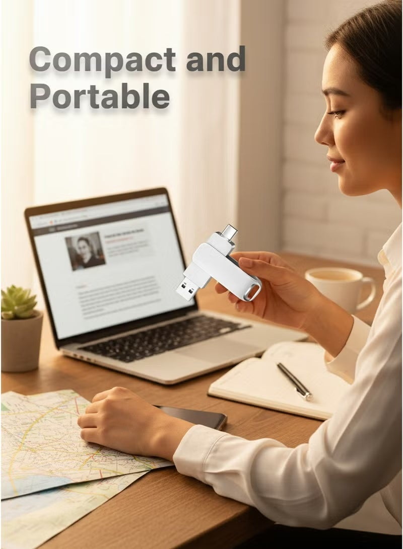 4GB Dual Interface Rotatable Metal USB Flash Drive, 2 in 1 USB-A & Type-C OTG Memory Stick, High Speed Pen Drive for Android Type-C Phones, Laptops, PC & Tablet, Portable File Storage U Disk - Image 5