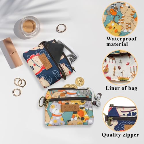 WisePoint Coin Bag, Waterproof Coin Wallet Small Coin Purse with Zipper and Keyring, Cute Coin Pouch for Women and Girls, Change Purse Mini Storage Bag for Coin, Cards, Keys, Lipsticks (blue) - Image 2