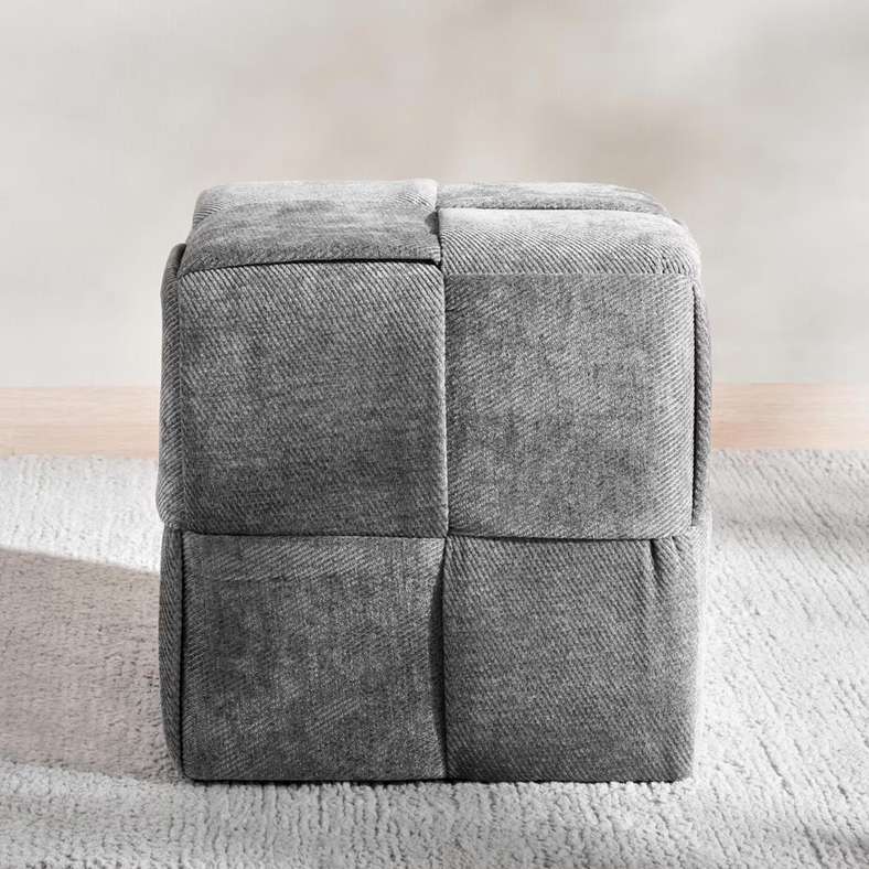 Pan Home Grey Woven Pouf 40x40x41cm - Image 2