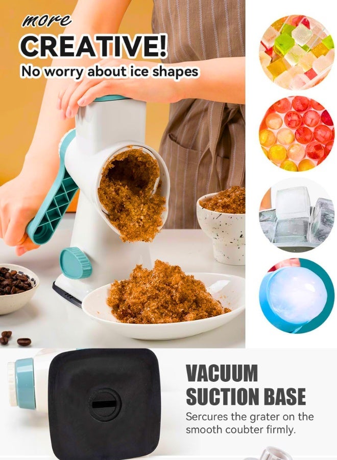 ماكينة حلاقة الثلج وآلة صنع مخروط الثلج، ماكينة صنع مخروط الثلج بمقبض يدوي، ماكينة حلاقة ثلج سريعة مع أقدام شفط، جميع مكعبات الثلج مُجهزة، لون أبيض - Image 2