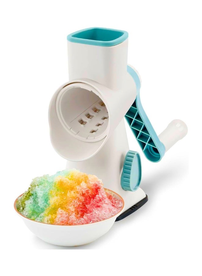 ماكينة حلاقة الثلج وآلة صنع مخروط الثلج، ماكينة صنع مخروط الثلج بمقبض يدوي، ماكينة حلاقة ثلج سريعة مع أقدام شفط، جميع مكعبات الثلج مُجهزة، لون أبيض - Image 1