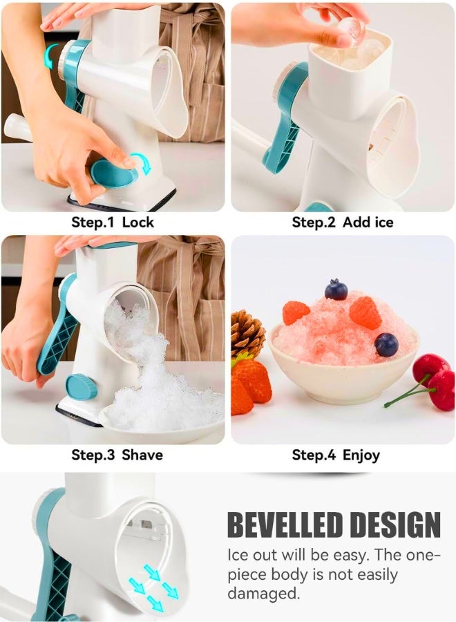 ماكينة حلاقة الثلج وآلة صنع مخروط الثلج، ماكينة صنع مخروط الثلج بمقبض يدوي، ماكينة حلاقة ثلج سريعة مع أقدام شفط، جميع مكعبات الثلج مُجهزة، لون أبيض - Image 3