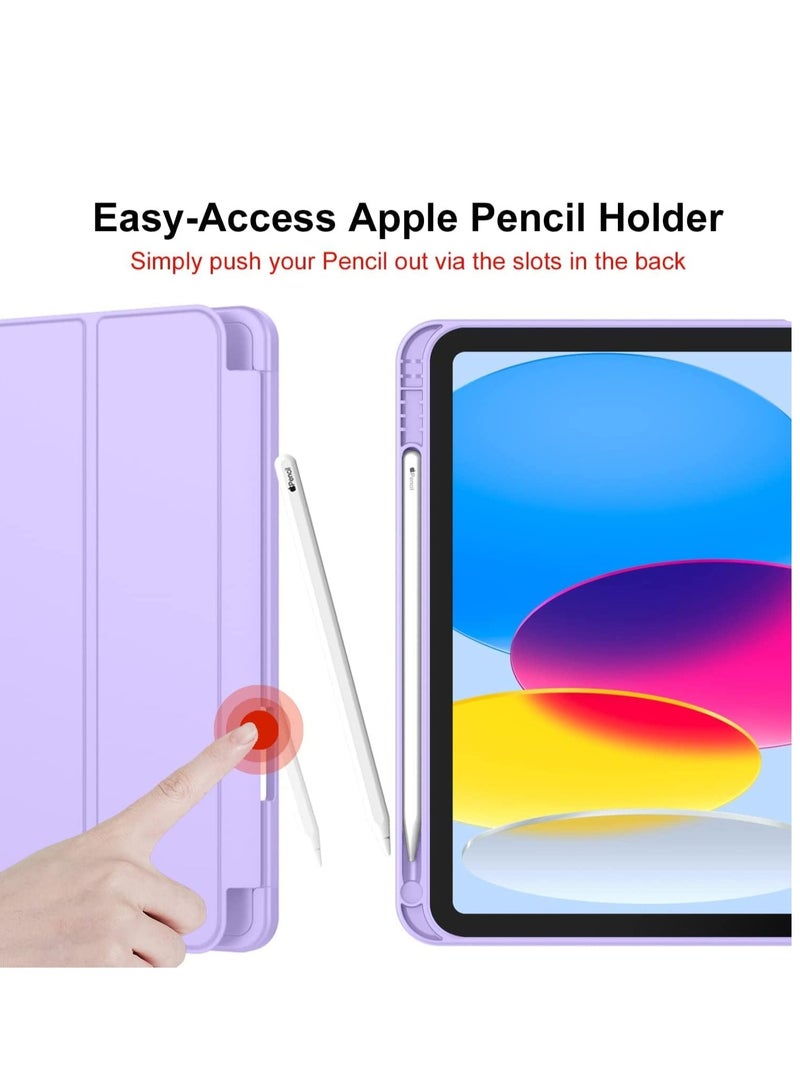 ELTRAZONE New iPad 10.9 Inch Case 2022 (10th Gen) with Pencil Holder - Trifold Stand Smart Case with Soft TPU Back, Auto Wake/Sleep - Purple - Image 4