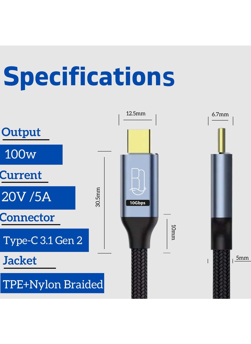 BLUE OCEAN - USB C to USB C 3.1 Gen 2 Cable, BLUE OCEAN 10Gbps Data Transfer Cable Support 4K Video Display, 100W PD Fast Charging Compatible with Thunderbolt 3, Samsung, MacBook Pro, iPad and more (10Gbps - 1M) - Image 1