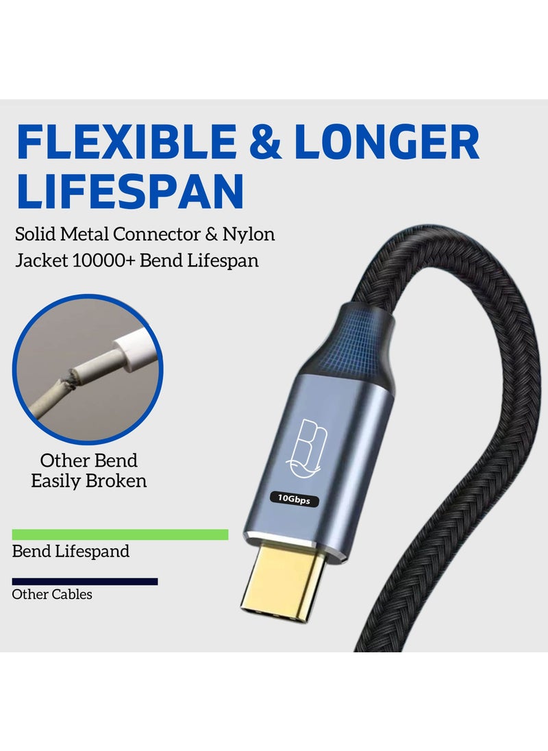 BLUE OCEAN - USB C to USB C 3.1 Gen 2 Cable, BLUE OCEAN 10Gbps Data Transfer Cable Support 4K Video Display, 100W PD Fast Charging Compatible with Thunderbolt 3, Samsung, MacBook Pro, iPad and more (10Gbps - 1M) - Image 1