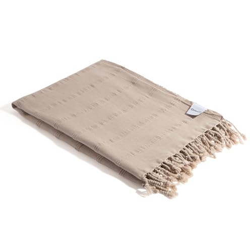 InfuseZen Stonewashed Turkish Bath & Beach Towel –100% Organic Turkish Cotton - Soft, Lightweight, Absorbent - Quick Dry, Sand Free - Swim, Pool, Shower, Travel - Peshtemal, Hammam Spa Towel - Beige - Image 1
