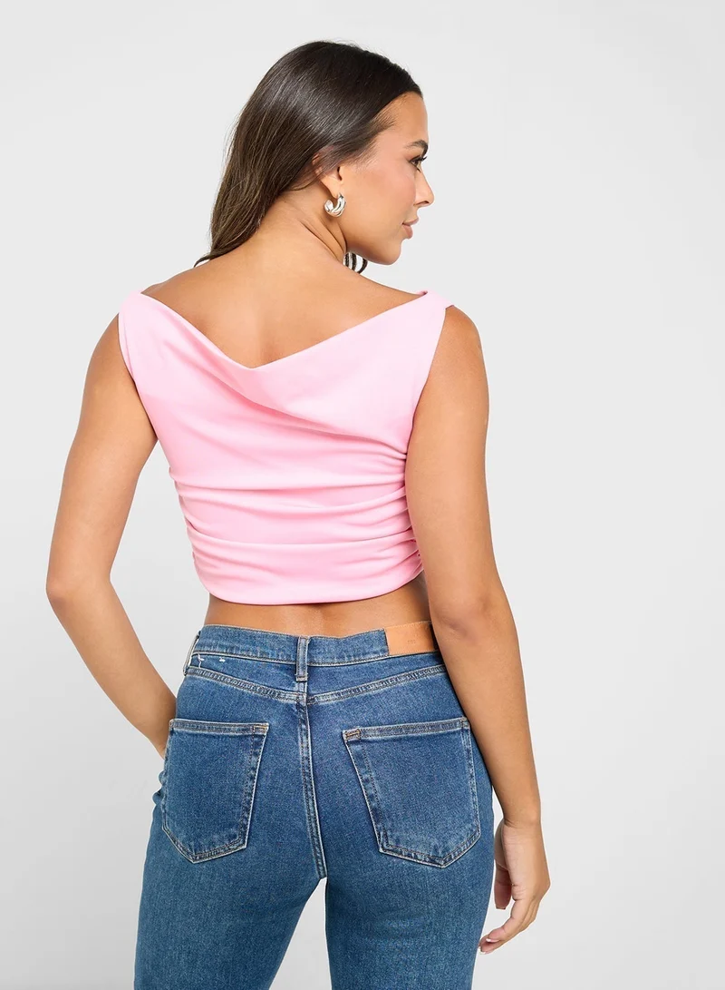 Ginger Cowl Neck Ruched Top