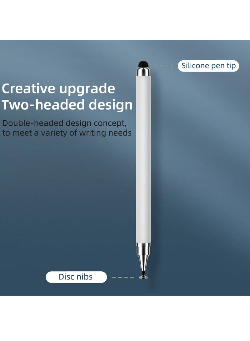 AROAQ قلم ستايلس، قلم ستايلس متعدد الوظائف 2 في 1، قلم لمس عالي الدقة للأجهزة اللوحية التي تعمل بنظام التشغيل أندرويد، قلم شاشة لمس محمول متين لأجهزة الكمبيوتر اللوحية التي تعمل بنظام التشغيل أندرويد والهواتف المحمولة، (أبيض) - Image 2