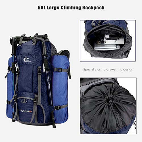 Bseash 60L Waterproof Hiking Camping Backpack with Rain Cover, Large Outdoor Sport Travel Daypack Rucksack for Climbing - Image 5