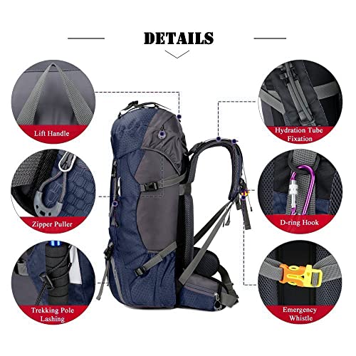 Bseash 60L Waterproof Hiking Camping Backpack with Rain Cover, Large Outdoor Sport Travel Daypack Rucksack for Climbing - Image 4