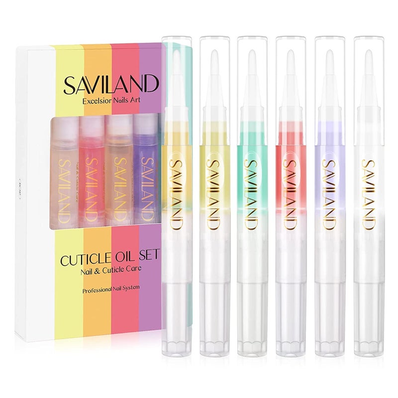 SAVILAND Natural Cuticle Oil Pen: 6PCS Revitalizing Cuticle Oil for Nails with Vitamin E Repaired Cuticles Overnight Cuticle Softener Nail Strengthener Protector for Damaged Skin Thin Nail - Image 1