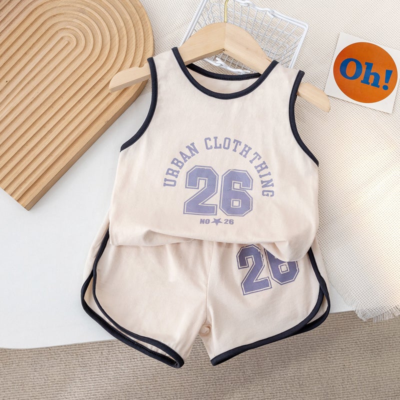 Boys Suit Summer Vest Kidsren'S Breathable Basketball Jersey Summer Sleeveless Baby Vest Two-Piece Set - Image 5