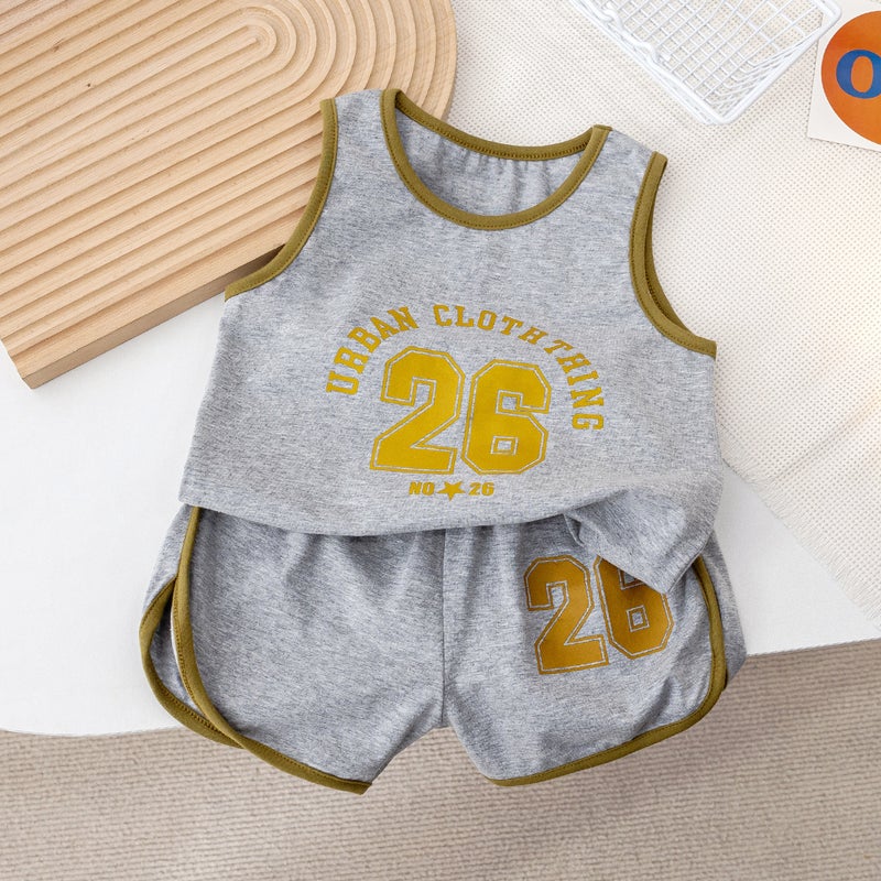 Boys Suit Summer Vest Kidsren'S Breathable Basketball Jersey Summer Sleeveless Baby Vest Two-Piece Set - Image 4