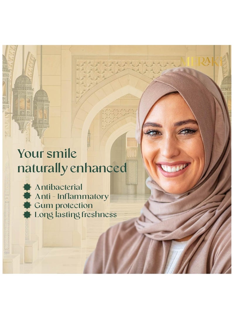 ميراكي معجون أسنان حلال طبيعي مع المسواك وزيت حبة البركة، عبوة من قطعتين، وزن كل قطعة 120 غرام - مضاد للبكتيريا، خالٍ من الفلورايد، عناية طبيعية بالفم - Image 3