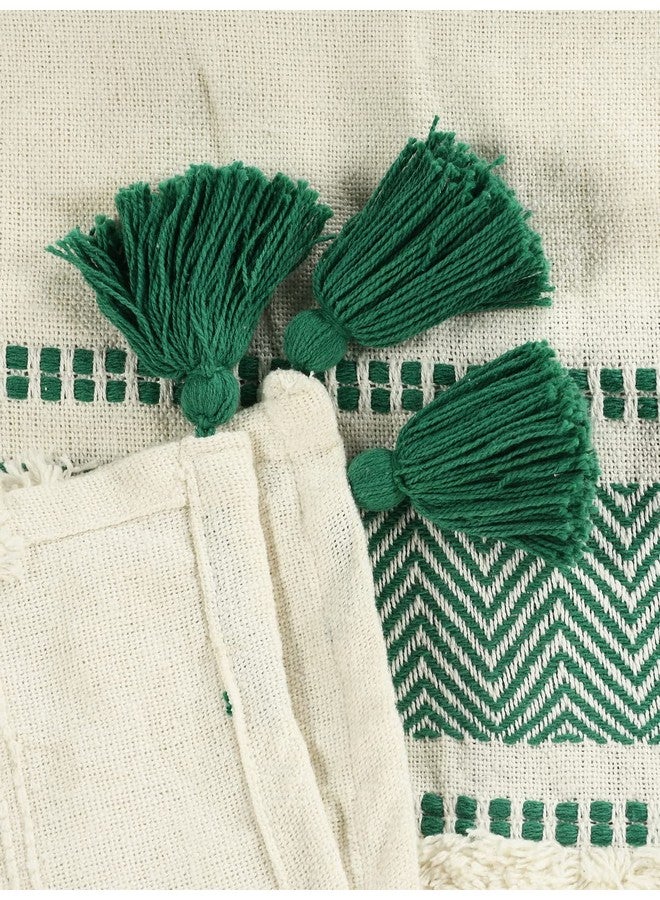SASHAA WORLD Striped Throw Blanket|Throw for Living Room, Bedroom, Sofa, Chair and Couch|Green & Ivory Throw Blanket|160 x 130 cm (Polyester;Cotton, Reversible) - Image 3
