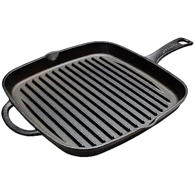 مقلاة شواء مربعة من الحديد الزهر مقاس 26 سم