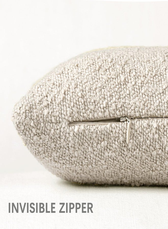 ROMANDECO Boucle Decorative Throw Pillow Covers for Couch Set of 2, 18x18 inches, Beige - Image 2