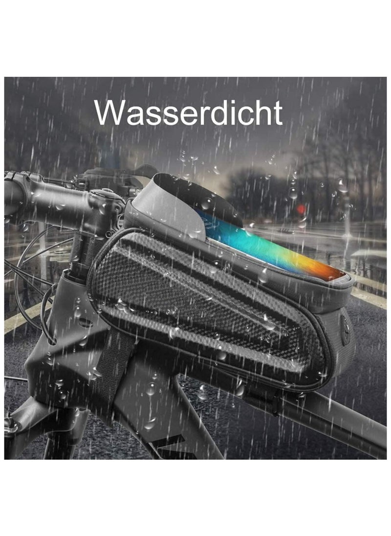 Bike Frame Bag Bicycle Front Tube Handlebar Bag Waterproof Cycling Pack with Touch Screen Phone Case for iPhone X/XS/8/7 plus/7/6s/6 Plus
