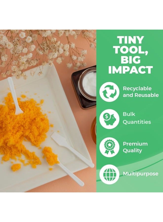 Mirabella Mini Spatula (2.5”, 500 Pack) - Small Facial Makeup Spatula for Skincare, Creams & Crafts | Eye Cream Applicator Tool for Mixing, Cosmetic, Face Mask | Disposable Makeup Applicators | White - Image 2