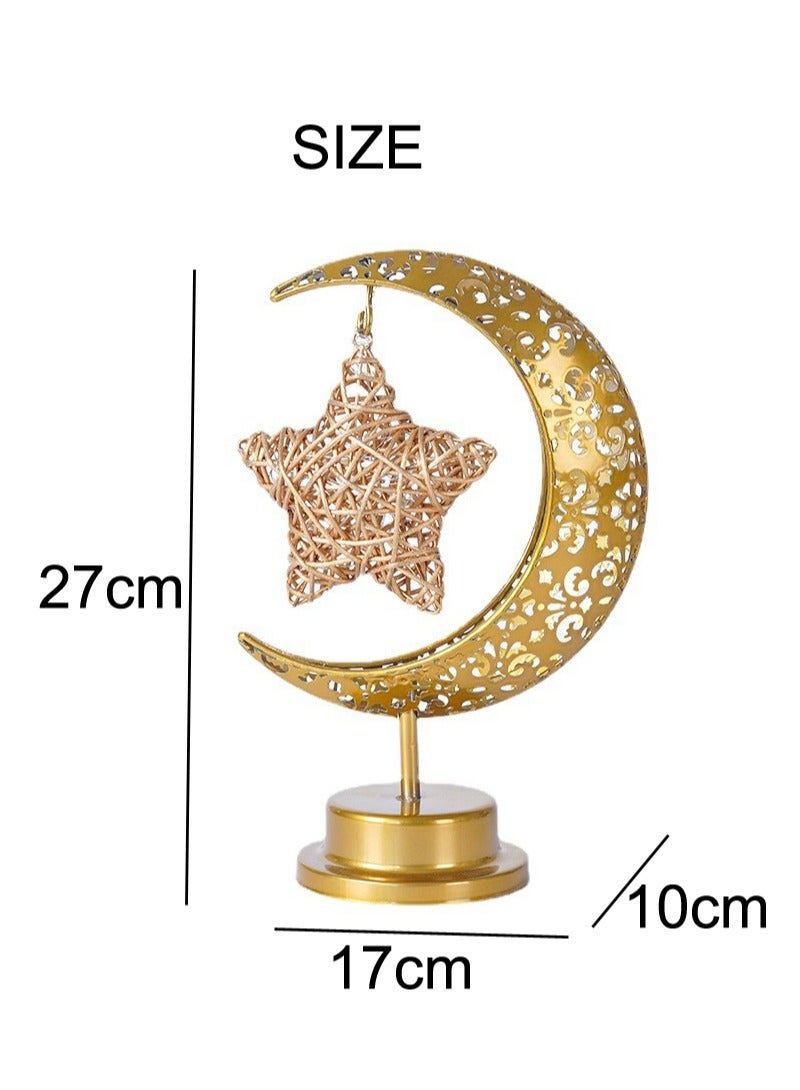 أفهوغو مصباح طاولة ديكور رمضان / مصباح طاولة حديقة لحفلات الزفاف / عيد الفطر المبارك على شكل مصباح ( الذهبي ) - Image 2