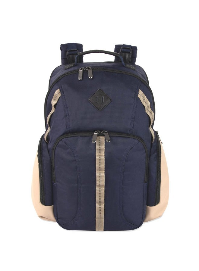 بيبي إيسينشيلز حقيبة ظهر حفاضات سوبر كولر من بيبي إسينشالز، مكونة من حجرتين، مع وسادة تغيير، وأحزمة عربة أطفال، وحجرة معزولة للزجاجات (كحلي/بني فاتح) - Image 2