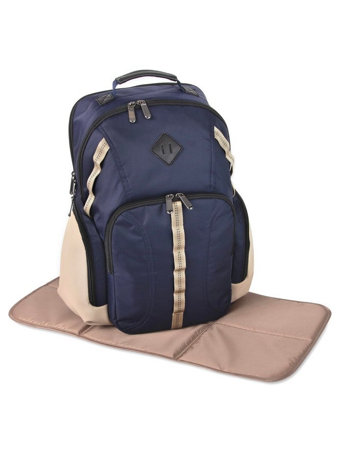 بيبي إيسينشيلز حقيبة ظهر حفاضات سوبر كولر من بيبي إسينشالز، مكونة من حجرتين، مع وسادة تغيير، وأحزمة عربة أطفال، وحجرة معزولة للزجاجات (كحلي/بني فاتح) - Image 3