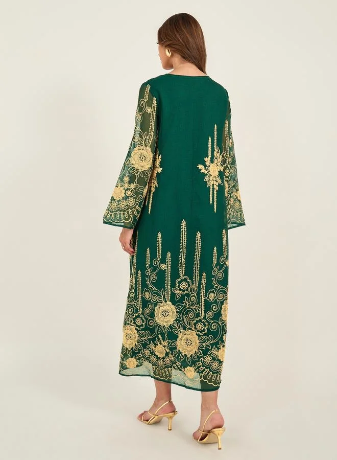 Take Two Take Two Embroidered Notch Neck A-Line Jalabiya