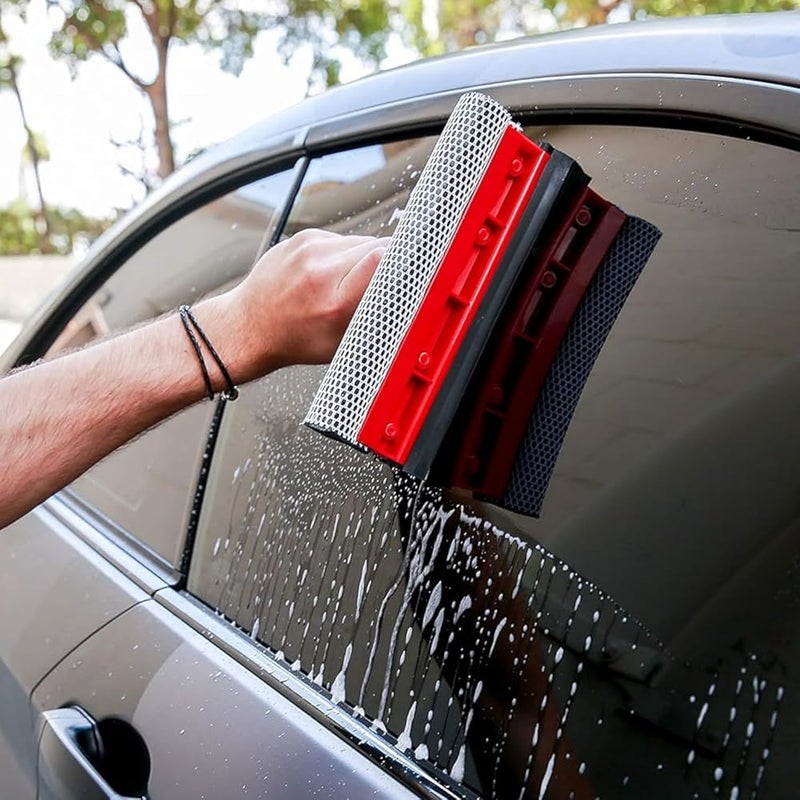 Poaker Multi-use Window Squeegee - 2 In 1 Squeegee Window Cleaner With Wooden Handle For Glass Door Cleaner, Outdoor Window Cleaning - Image 3