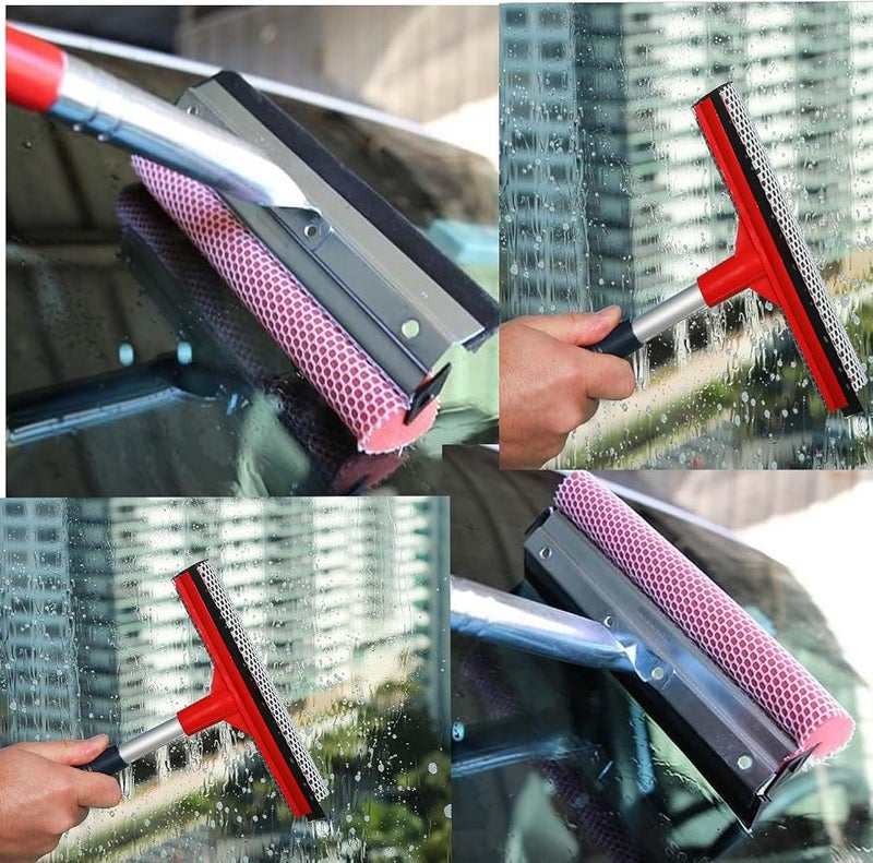 Poaker Multi-use Window Squeegee - 2 In 1 Squeegee Window Cleaner With Wooden Handle For Glass Door Cleaner, Outdoor Window Cleaning - Image 5