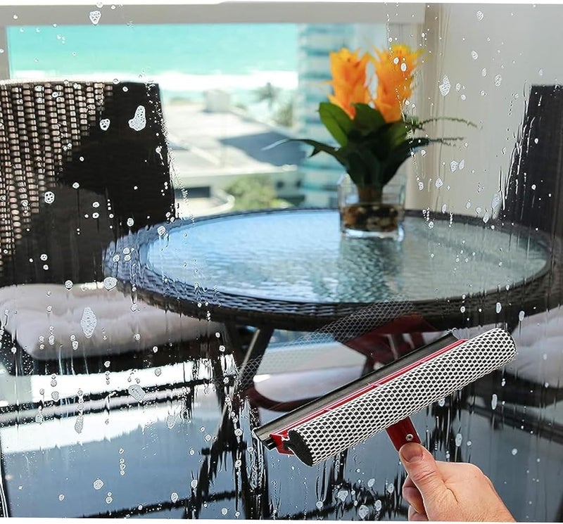Poaker Multi-use Window Squeegee - 2 In 1 Squeegee Window Cleaner With Wooden Handle For Glass Door Cleaner, Outdoor Window Cleaning - Image 4
