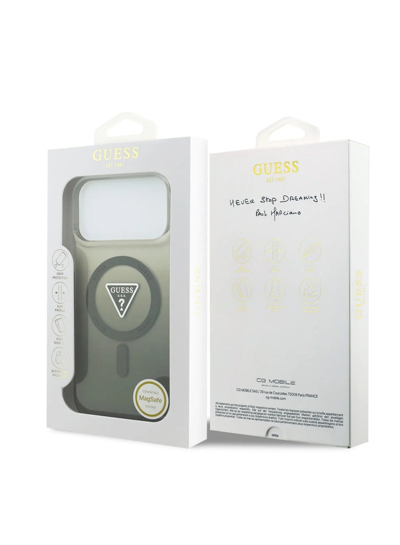 GUESS iPhone 17 Pro Max MagSafe Case IML Gradient with Printed Triangle Logo / Easy Snap-On / Drop Protection / Slim Profile / Lightweight Back Cover / Comfortable Grip - Transparent Khaki - Image 3