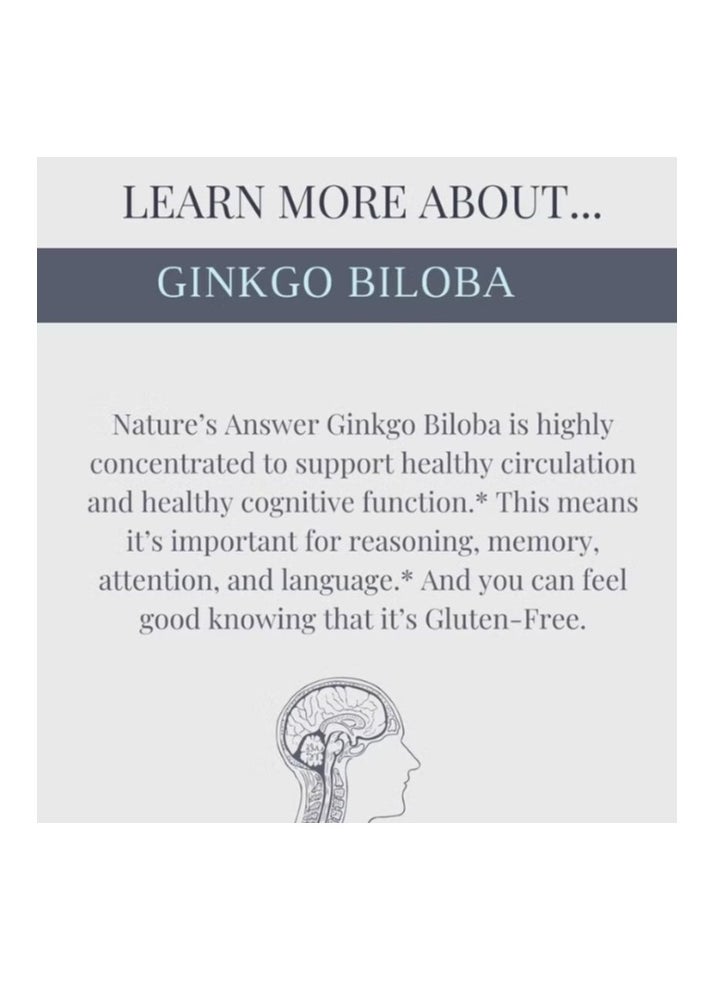 Nature's Nature's Answer Ginkgo Biloba 80mg Herbal Extract Vegan Capsules For Cognitive Support, Pack of 60's  - Image 3