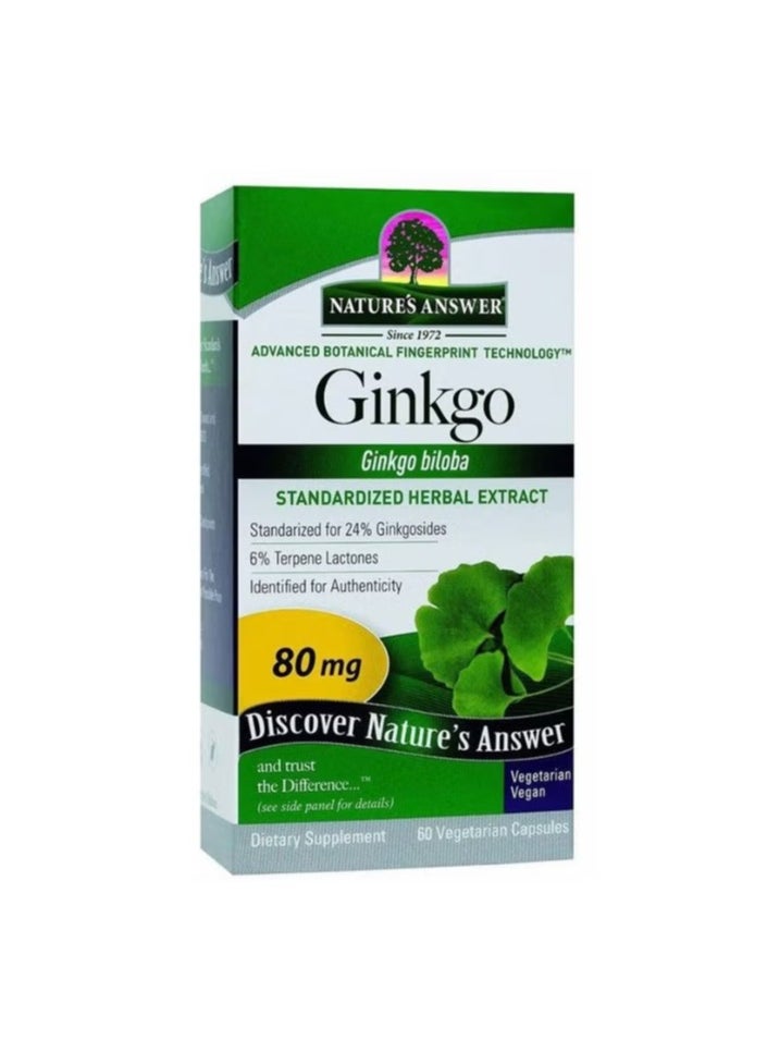 Nature's Nature's Answer Ginkgo Biloba 80mg Herbal Extract Vegan Capsules For Cognitive Support, Pack of 60's  - Image 1