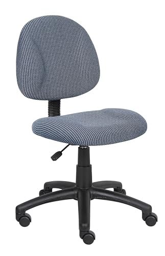 Boss Office Products Perfect Posture Delux Fabric Task Chair without Arms in Blue