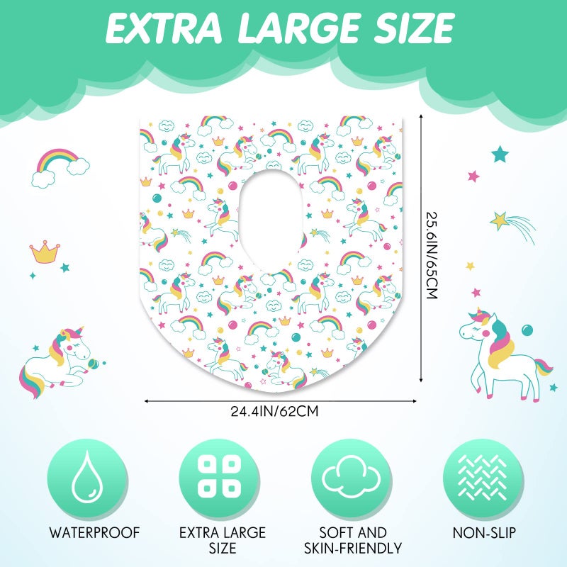 Reginary 50 Packs Disposable Toilet Seat Covers Extra Large Individually Wrapped for Kids and Adults, Portable Non Slip Waterproof Potty Seat Covers for Toddlers Potty Training, Travel (Unicorn) - Image 3