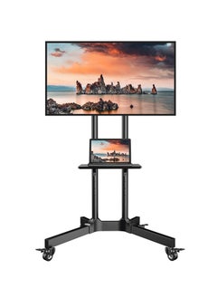 Height Adjustable TV Cart Rolling TV Stand with Laptop Shelf and Wheels for 32-65 Inch LCD LED  Screens TV
