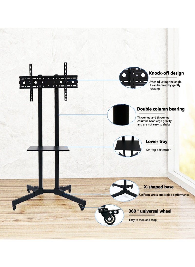 Sharpdo - Height Adjustable TV Cart Rolling TV Stand with Laptop Shelf and Wheels for 32-65 Inch LCD LED  Screens TV - Image 1