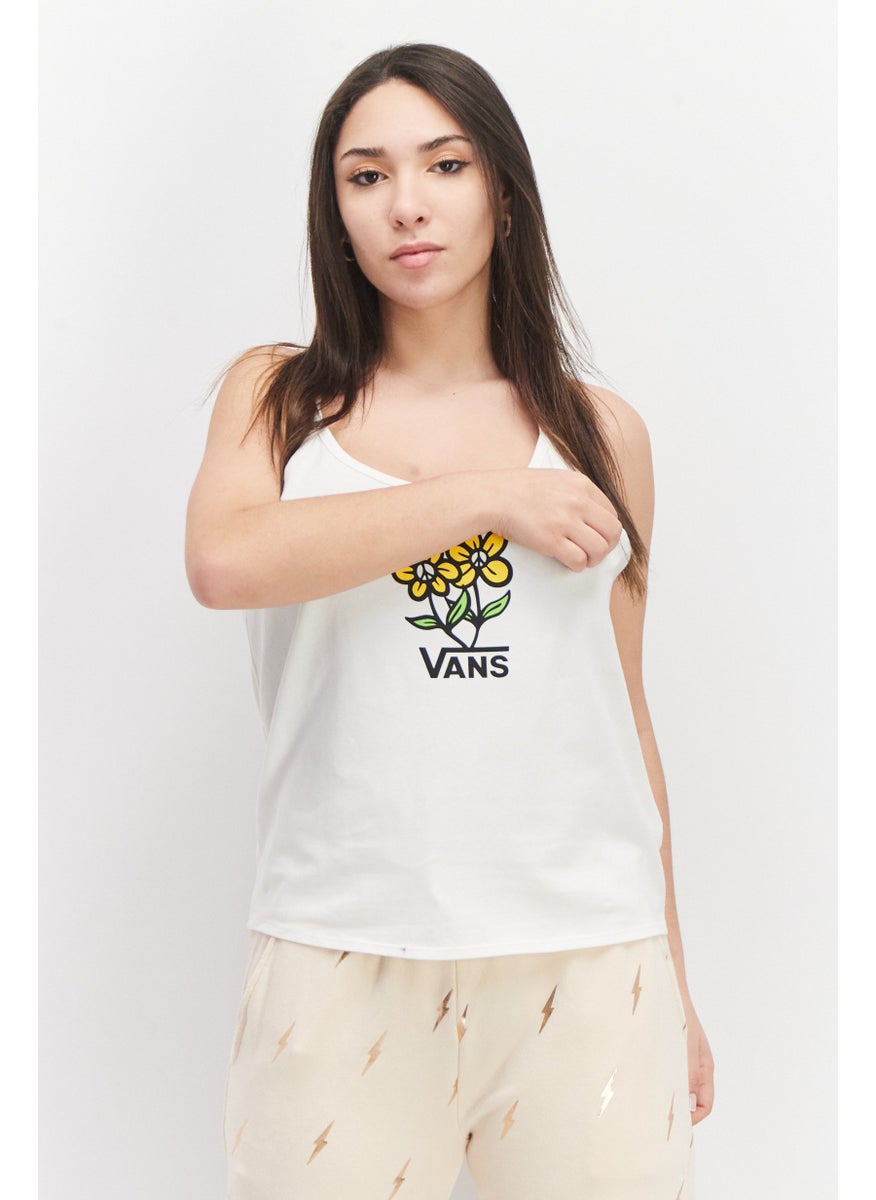 VANS - Women Scoop Neck Graphic Print Tank Top, White - Image 1