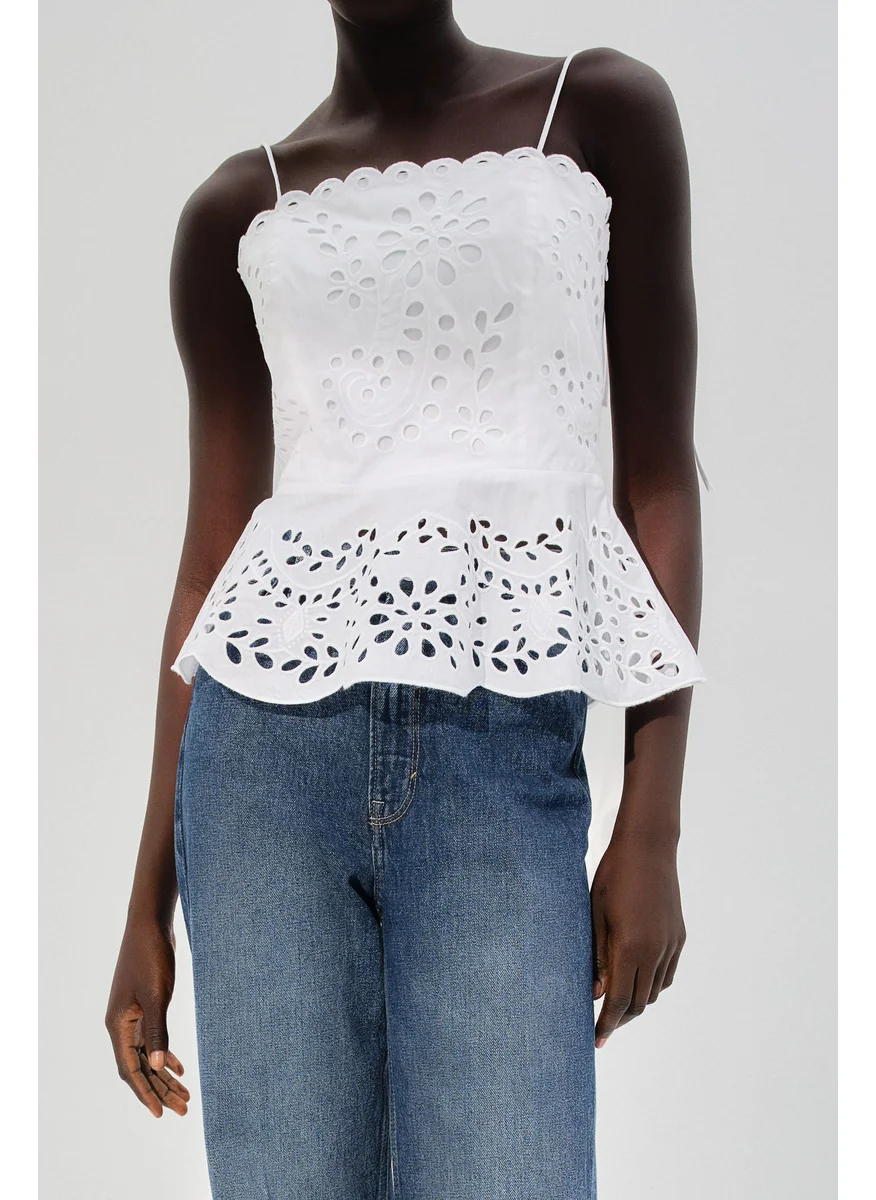 اتش اند ام Broderie Anglaise Tie-Strap Top