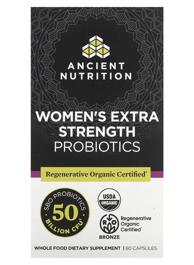 Ancient Nutrition Women's Extra Strength Probiotics 50 Billion CFU 60 Capsules (25 Billion CFU per Capsule)