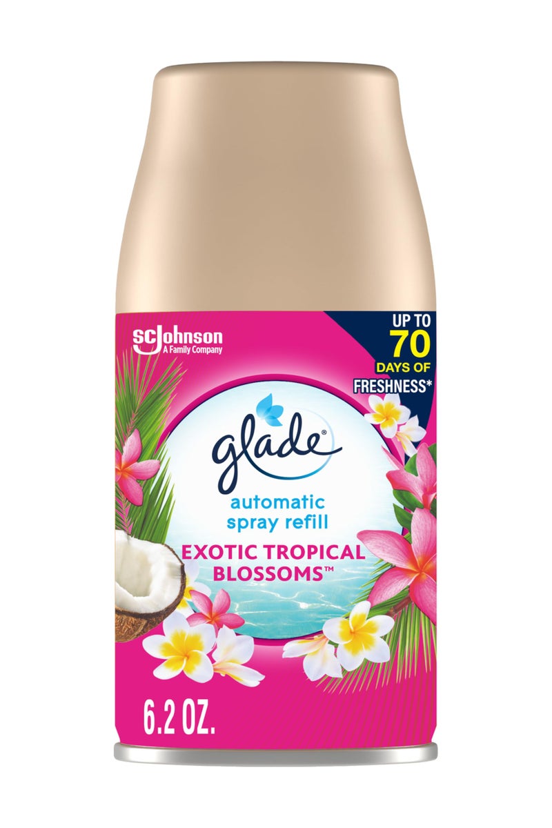 Glade Automatic Spray Refill Air Freshener for Home and Bathroom Exotic Tropical Blossoms 62 Oz