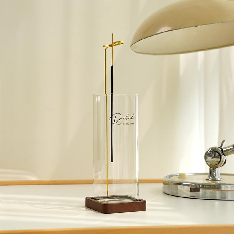 Dostende Incense Holder  Multi-Purpose Design Glass Incense Burner Ash Catcher With Brass Incense Stick Holder For Home Decor Yoga Spa Madiation (Glass) - Image 5