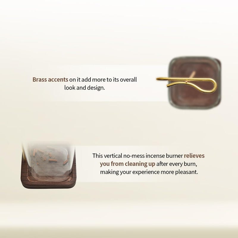 Dostende Incense Holder  Multi-Purpose Design Glass Incense Burner Ash Catcher With Brass Incense Stick Holder For Home Decor Yoga Spa Madiation (Glass) - Image 3