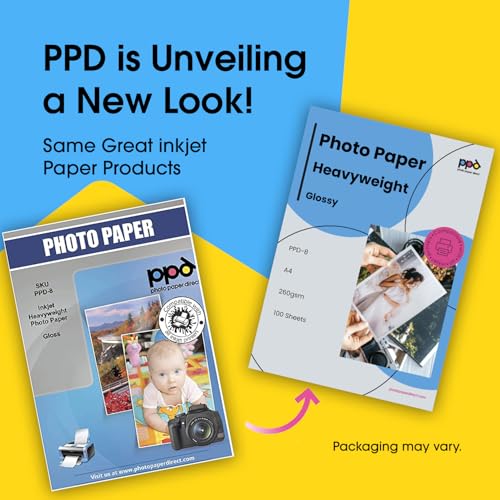 PPD 100 Sheets Inkjet High Gloss Photo Paper 8.5x11 64lbs 240gsm 10.9mil Letter Size Heavyweight Instant Dry and Water-Resistant (PPD-8-100) - Image 2