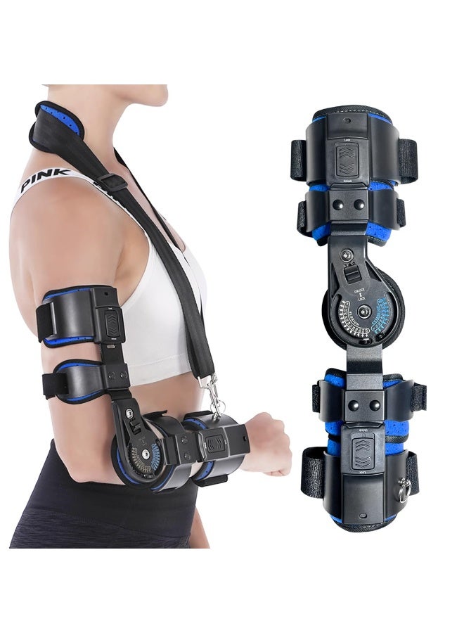 Hinged Elbow Brace with Shoulder Strap - Adjustable ROM Splint for Post-Op and Arm Injury Recovery (Right) - Image 3