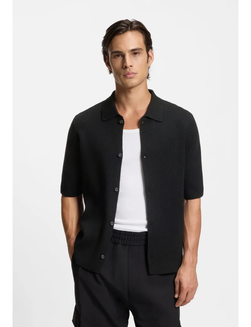 HUGO Regular-fit shirt with ribbed structure