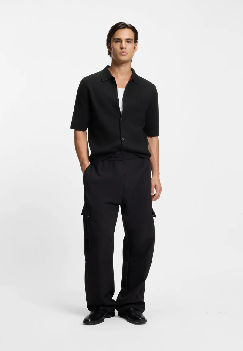 HUGO Black Regular-fit shirt with ribbed structure for Men | Best Price UAE