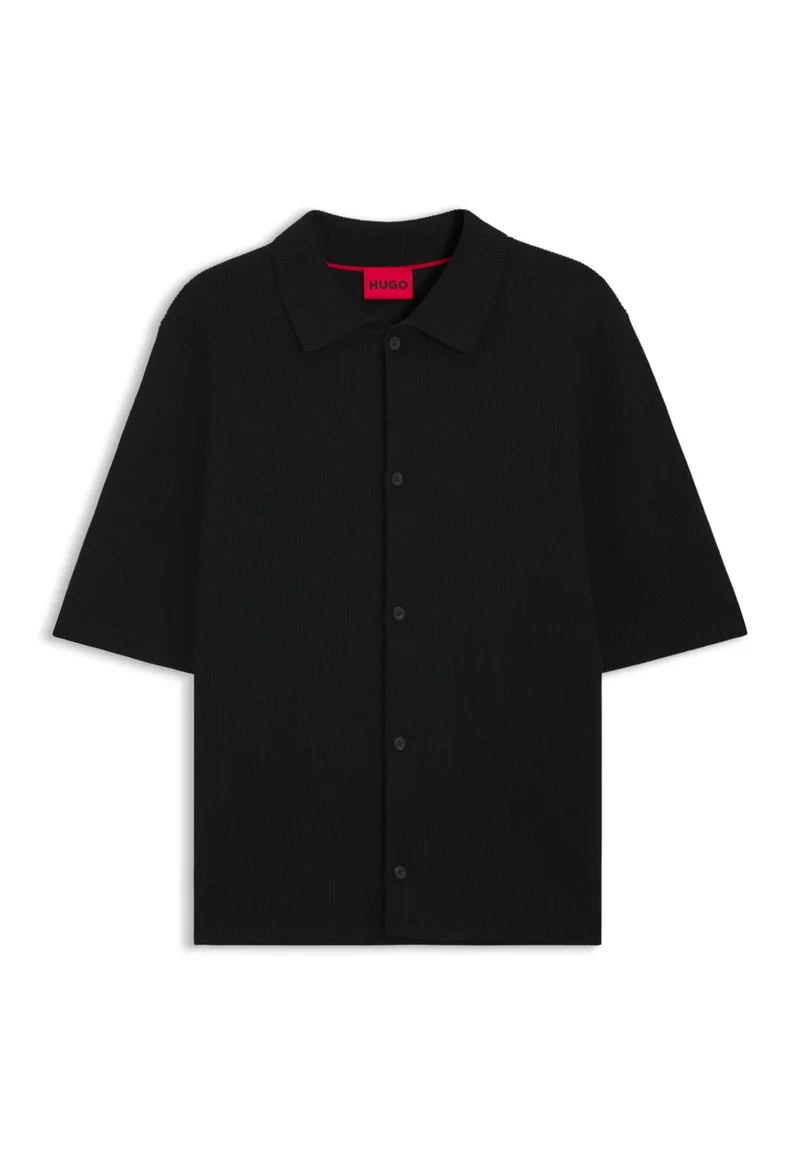 HUGO Black Regular-fit shirt with ribbed structure for Men | Best Price UAE