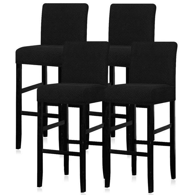 BAR STOOL COVERS SET OF 4STRETCH WASHABLE BARSTOOL SEAT COVERS REMOVABLE BAR CHAIR COVERS WITH BACKSCOUNTER HEIGHT BAR STOOL CHAIR COVERS FOR KITCHEN DINING ROOM CAFEBLACK