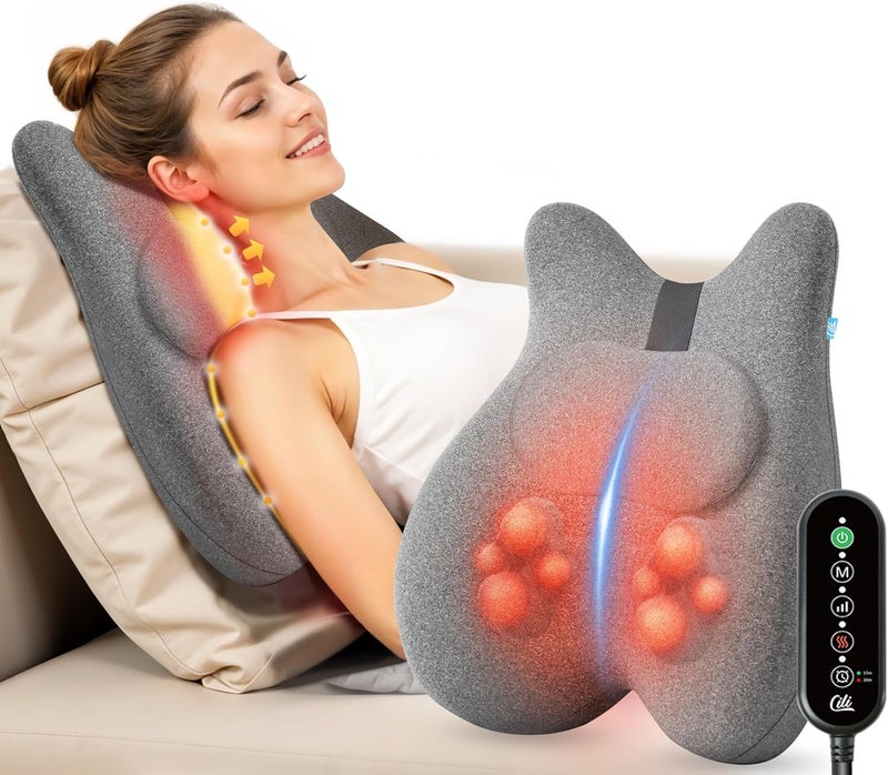 CILI Back Lumbar Support Pillow for Office Chair, Desk Chair Lumbar Back Support with Massage & Heating Function, Memory Foam Lumbar Pillow for Home Office Use - Image 1